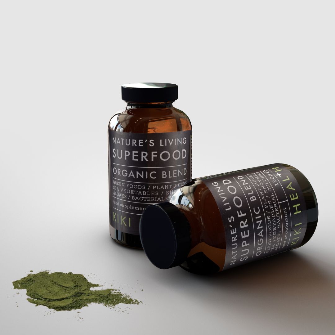 KIKI HEALTH | Nature's Living Superfood Powder Organic bottle