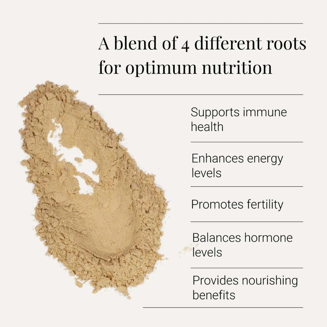 KIKI Health Organic Maca Powder root blend supporting energy, immune health and hormonal balance.