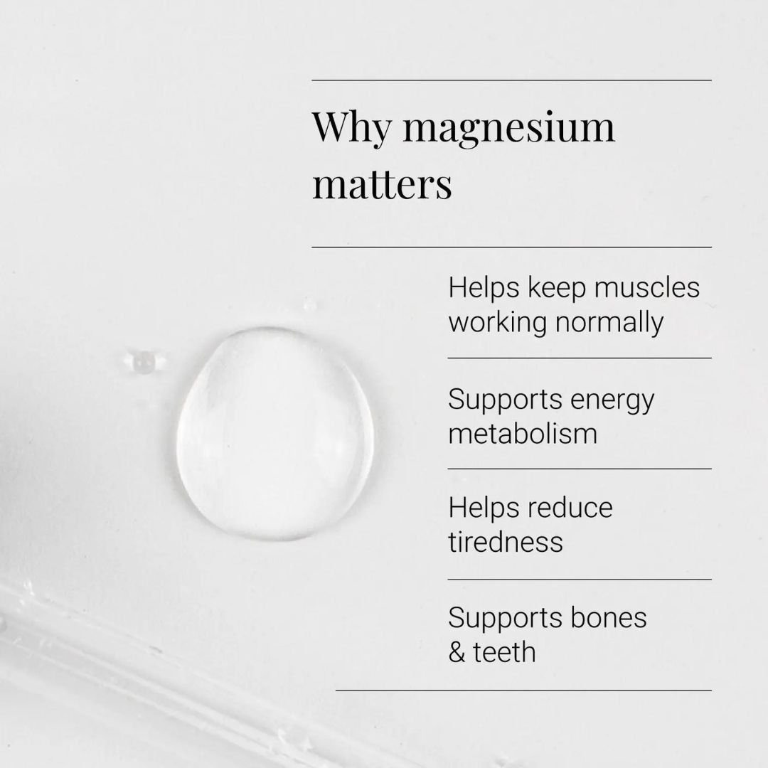 KIKI Health Ionic Magnesium benefits supporting muscles energy metabolism bones and reducing tiredness.