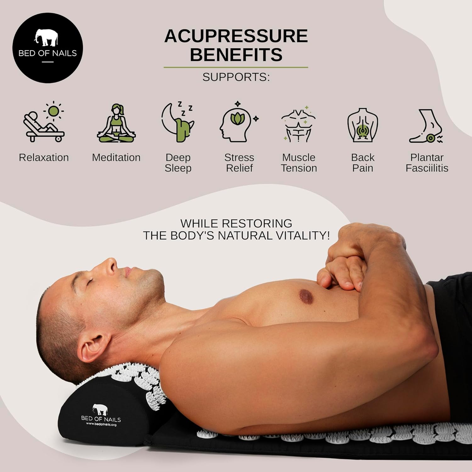 Bed of Nails | Acupressure Mat - Black benefits