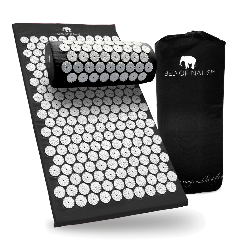 Bed of Nails | Acupressure Mat and Pillow Set - Black