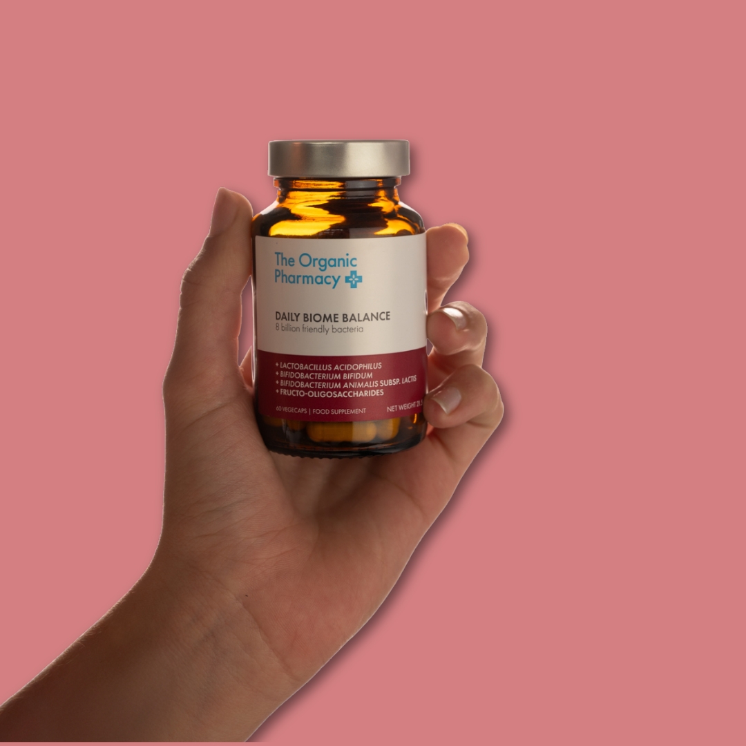 the organic pharmacy | daily biome balance probiotics lifestyle shot