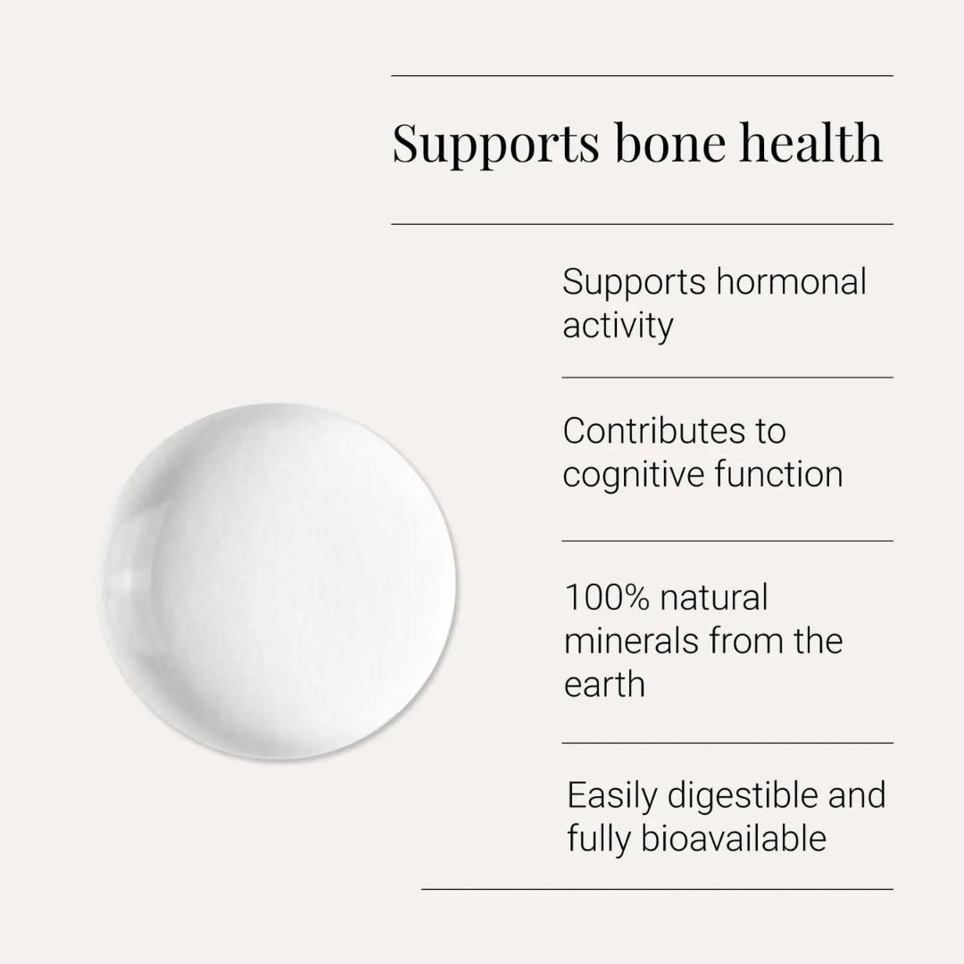 Ionic boron liquid supplement benefits graphic supporting bone health hormonal activity and cognition