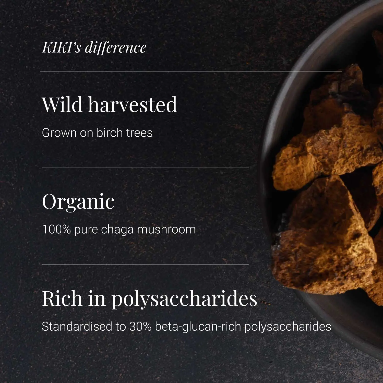 Organic Chaga Extract Powder | 50g | KIKI HEALTH - Image 3